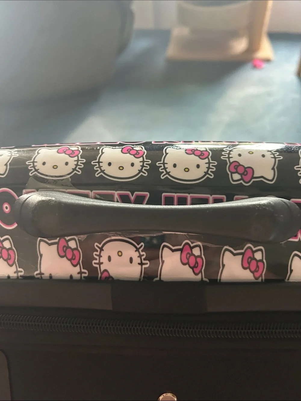 Hello Kitty Black Pink Kids Rolling Carry-On Luggage